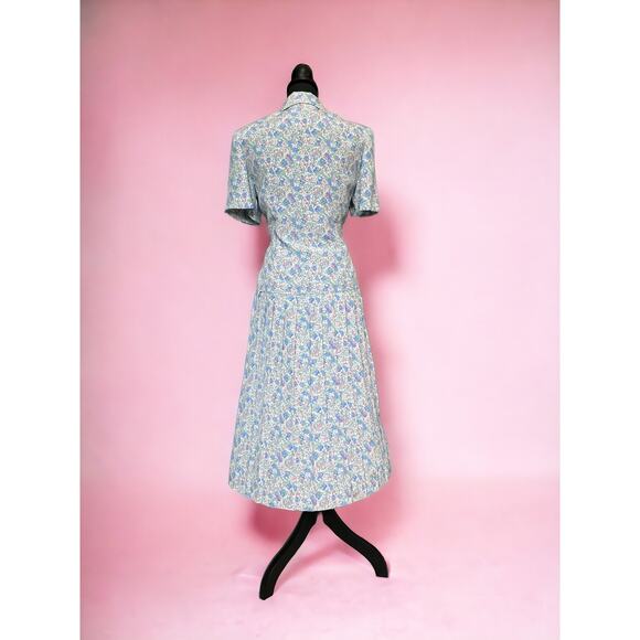 Vintage Fit n Flare secretary dress 70's does 50's Leslie Fay two piece - Picture 3 of 9